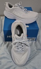 Women  s Hoka One One Bondi 8 Wide Size 8D Running Walking Shoes White - GUC