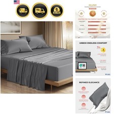 100 Egyptian Cotton King Size Sheets Set - Luxury 1200 Series Plush Collecti...