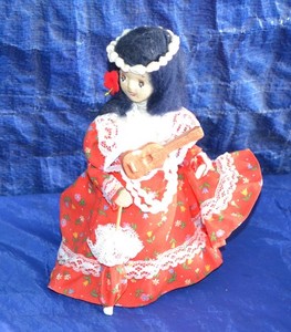 VINTAGE HAWAIIAN PRINCESS DOLL WITH UKULELE AND SHELL HEADBAND LANI LEI PREOWNED