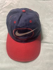 Vintage Nike Hat Cap Snap Back Youth One Size Blue Red Embroidered Swoosh 90s