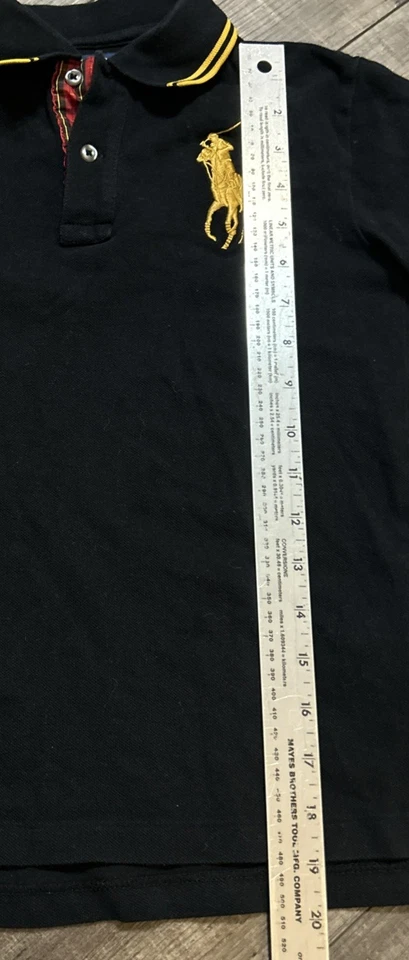 Polo Ralph Lauren Polo Shirt Boys 8 Black Golf Embroidered Big Pony Rare - Image 3 of 4
