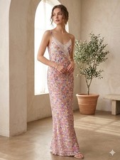Beginning Boutique Floral Lace Maxi Dress Sz 8 NWT Backless Prom Party Cocktail