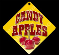 CANDY APPLE Diamond Concession Sign - Trailer, Stand 12" x 12" 2 sided