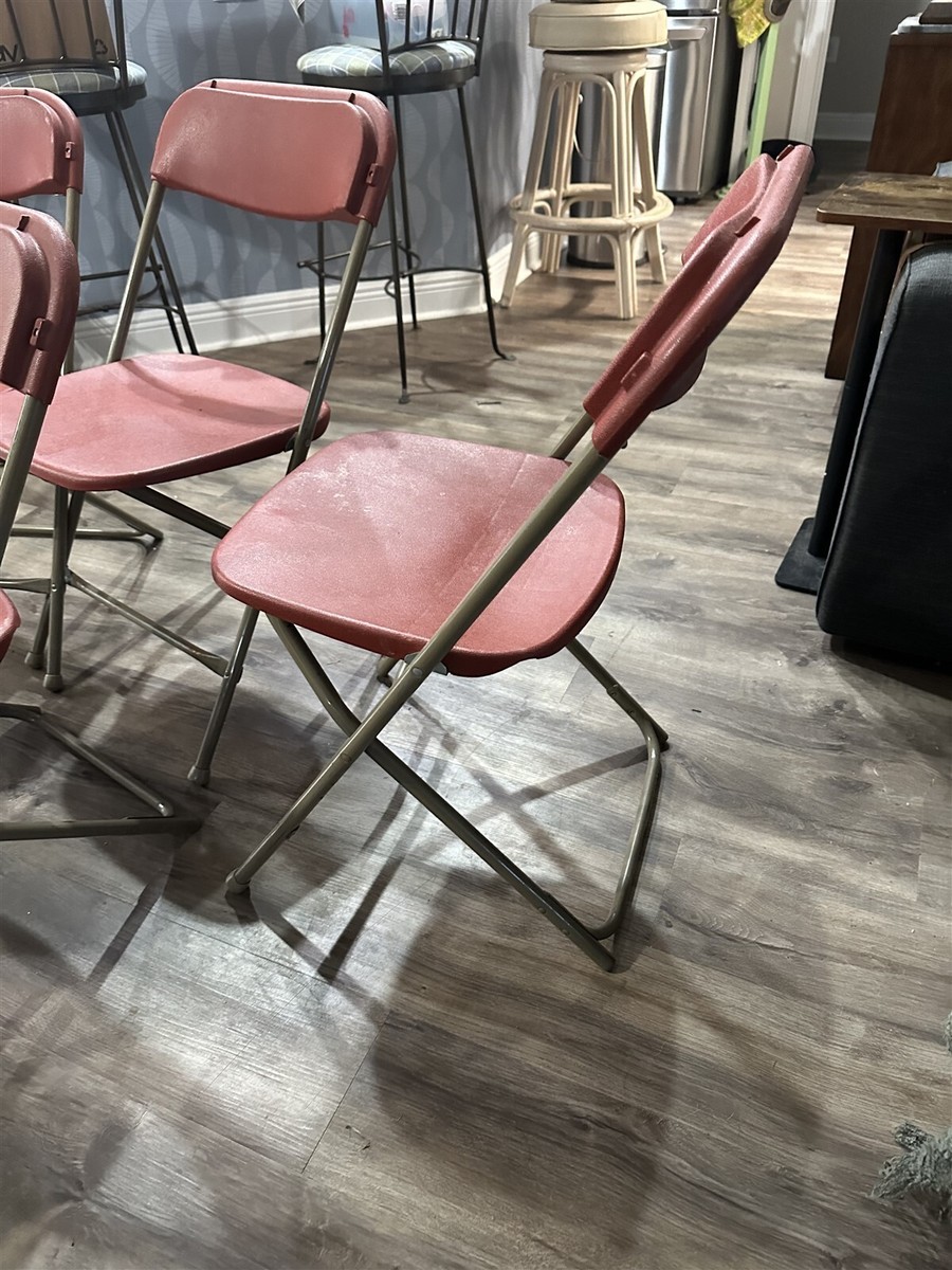 Vintage Samsonite Folding Chairs 4 Plastic and Metal Red Atlanta