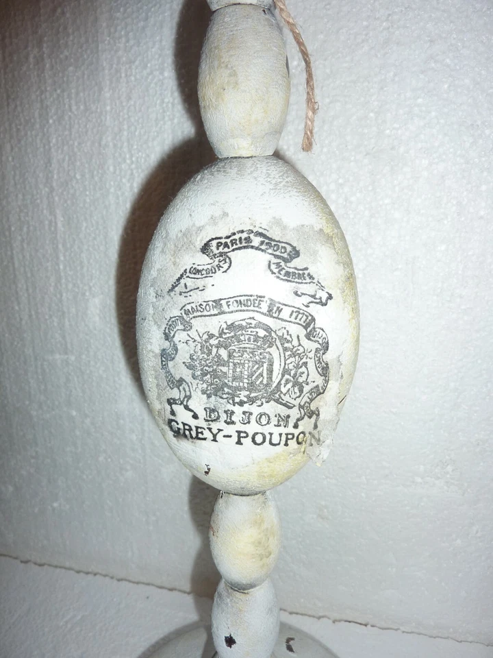 Large Country Primitive Naive Metal Candle Holder Devonshire Cream & Grey Poupon - Image 4 of 4