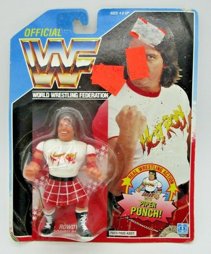 Vintage1990 WWF ROWDY RODDY PIPER FIGURE w/PIPER P...