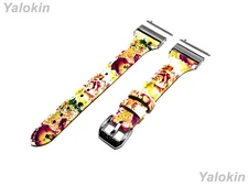 Bouquet Roses Slim Leather Band for 24mm 25mm Lug Watches Quick Release Adapters