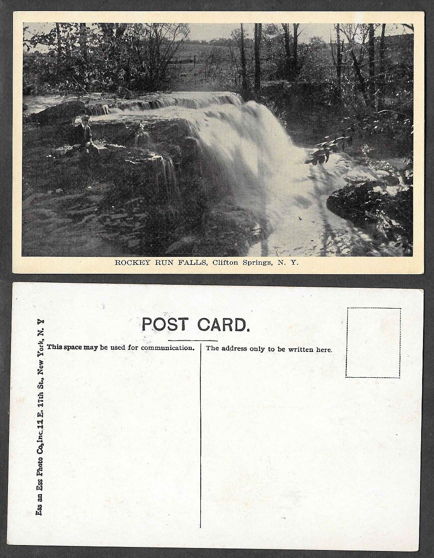 Spring Water Running Old New York Postcard - Clifton Springs - Rockey Run Falls | eBay