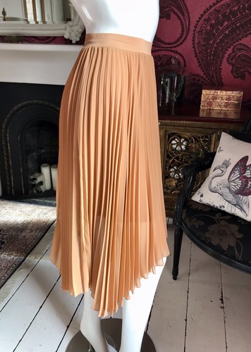BNWT M&S LTD ED PLISSE PLEAT HIGH LOW SKIRT CARAMEL LIMITED ED - SIZE XS/S EU 34 - Picture 4 of 12