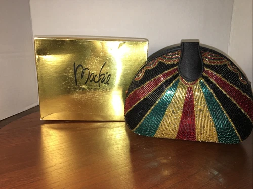 Bob Mackie Glass Bead Dome  Clutch 1980’s Art Deco Rare Vintage Authentic Signed