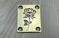 ROSE Neck Plate for your Guitar or Bass - Gold