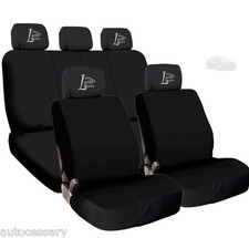 For Kia Live Laugh Love Seat Covers with Embroidered Headrest Covers Black Car
