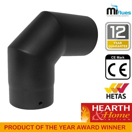 6 Inch Matt Black Stove Pipe & Bends Vitreous Enamel Flue Pipe Fittings 150MM - Picture 11 of 26