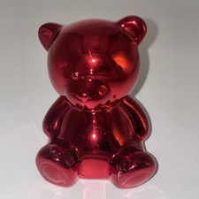 Oso de peluche metálico alcancía roja niños ahorro moneda dinero cumpleaños cerámica espejada