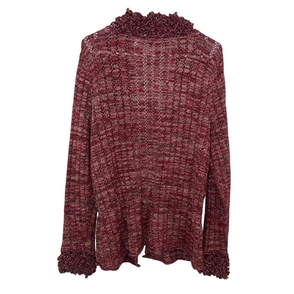 Cárdigan de punto abierto con flecos rojos para mujer JH Collectibles talla 1X Foto 2 de 4