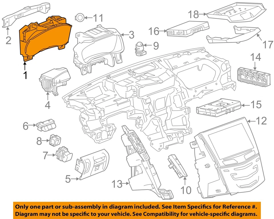 Used Speedometer Gauge fits: 2015 Cadillac Cts cluster Sdn MPH 5.7`` screen opt - Image 3 of 4