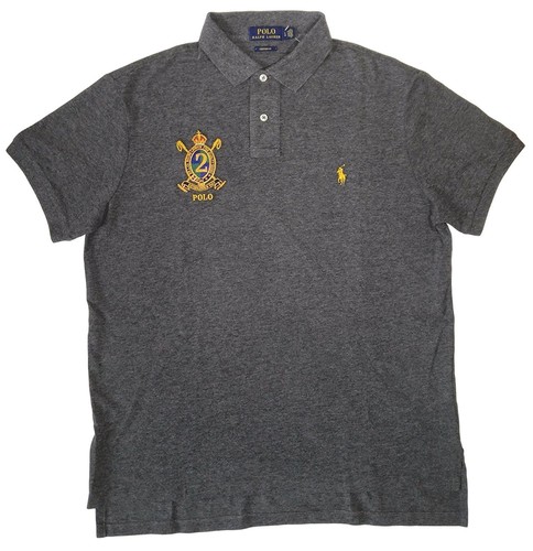 ralph lauren mens custom fit polo shirt crest logo "3" golden
