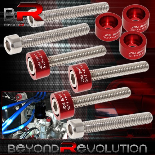 For Honda D-Series Cup/Header/Cam Cap/M6 Fender/Valve Washers+Bolts Red - Picture 3 of 6