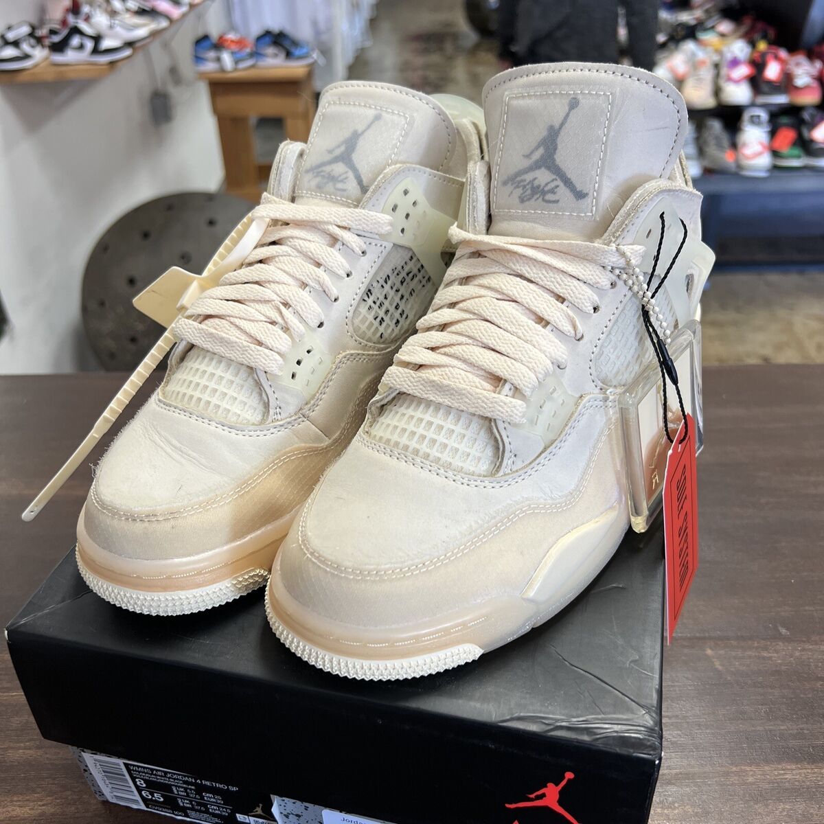 Size 8.0W - Preowned Nike Off-White Air Jordan 4 Retro SP Size 8.0W - Preowned Nike Off-White Air Jordan 4 Retro SP