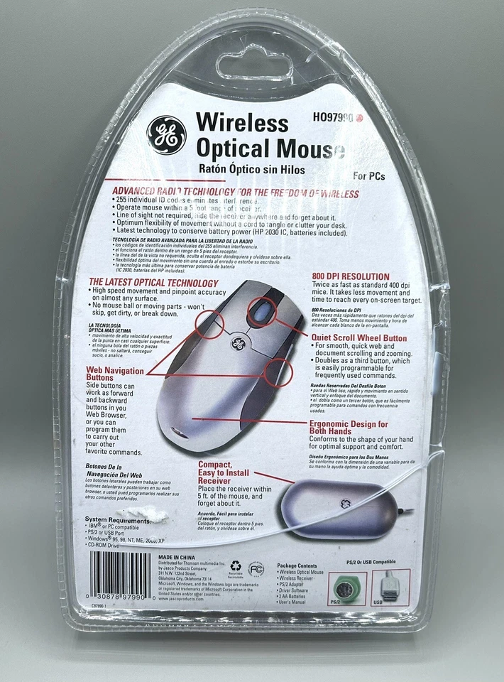 GE Vintage Wireless Optical Mouse & Receiver  Model HO97990 - Image 2 of 3