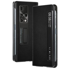 Lujosa Smart View Cuero Genuino Cubierta Abatible Soporte Teléfono Funda Para Huawei Mate X2