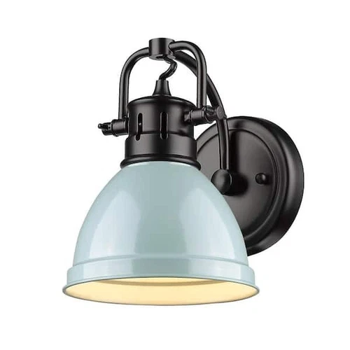 Golden Lighting Duncan Collection Black 1-Light Bath Sconce Light with Seafoam S - Picture 1 of 2