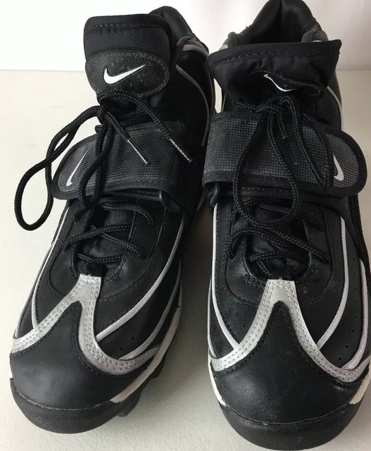 Nike Shark Football Cleats Shoes NEW High Swoosh Adjustable Strap Black 11 1/2 | eBay
