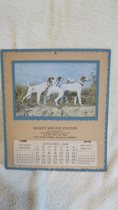 1946 EIGHTY YEAR OLD ADVERTISING CALENDAR BAGLEY SVC.  STATION DOUGLAS, GEORGIA
