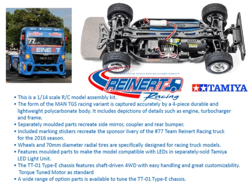 TAMIYA RC 58642 Team Reinert Racing MAN TGS TT-01E 1:14 Truck Without ESC - Image 4 of 4