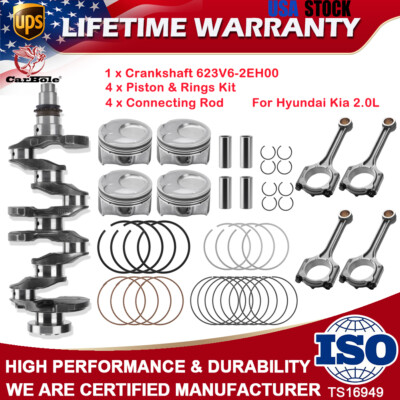 For Hyundai Tucson Kia Forte 2.0L Crankshaft Piston & Rings Kit + Connecting Rod