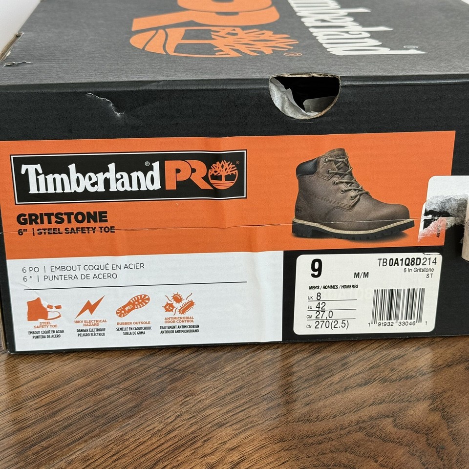 Timberland Pro 6” Gritstone Men’s Steel Toe Work Boots Size 9 Brown EH