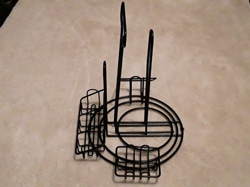 2pc Hooters Condiment & Napkin Holder Caddy Steel Wire Rack Restaurant Black - Picture 2 of 7