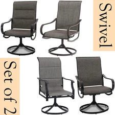 Patio Swivel Chairs Set of 2 Outdoor Dining Chairs Heavy Duty Armchair