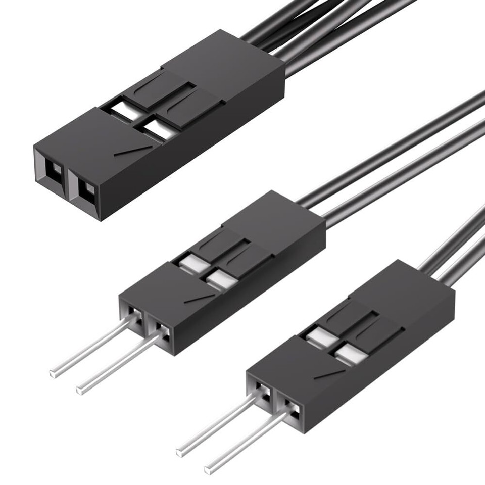 Computer Power Splitter PC Power Switch Splitter 2 Pin 2.54mm 1 Female to 2 Male Power SW Reset ...