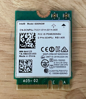 Intel Wireless-AC 8260 Dual Band WLAN WiFi 802.11 ac/a/b/g/n + BT 4.0 M.2  CNP0J