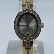 Elgin Womens Watch 19mm Case Gem Set Bezel Quartz Three Hands Analog
