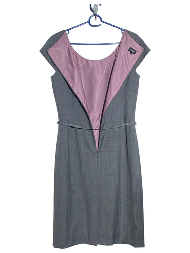 Hobbs Smart Suit abito grigio a tubino con fodera rosa e cintura skinny UK 12 - Foto 4 di 8