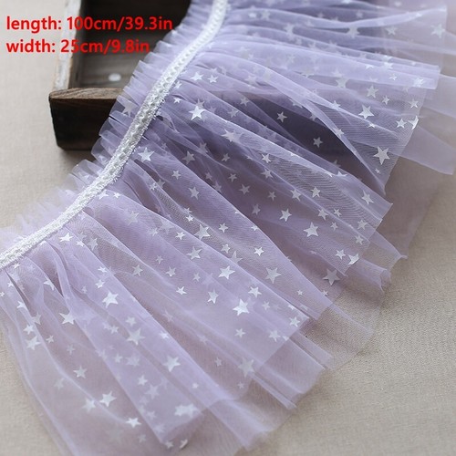Double-layer Lace Mesh Edging Trims Star Printed Fairy Crafts Costume Decor Chic - Picture 4 of 13