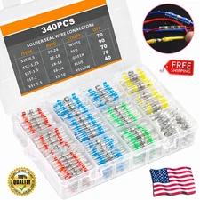 340Pcs Solderstick Waterproof Solder Wire Connector Terminals Shrink Butt Sleeve