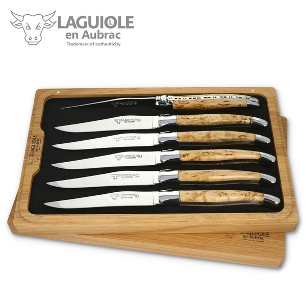 Laguiole En Aubrac - 6Er Set Steakmesser Frankreich - Birke - Edle Tafelmesser-image