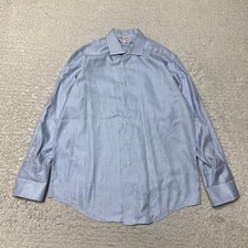 Vintage Brooks Brothers Shirt Men 17 33 Blue Cotton French Sleeve Button Up USA