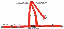 RJS RACING 2" BUGGY OFF ROAD SEAT BELT 3 POINT B&T Y HARNESS RED 50521-4 4000504