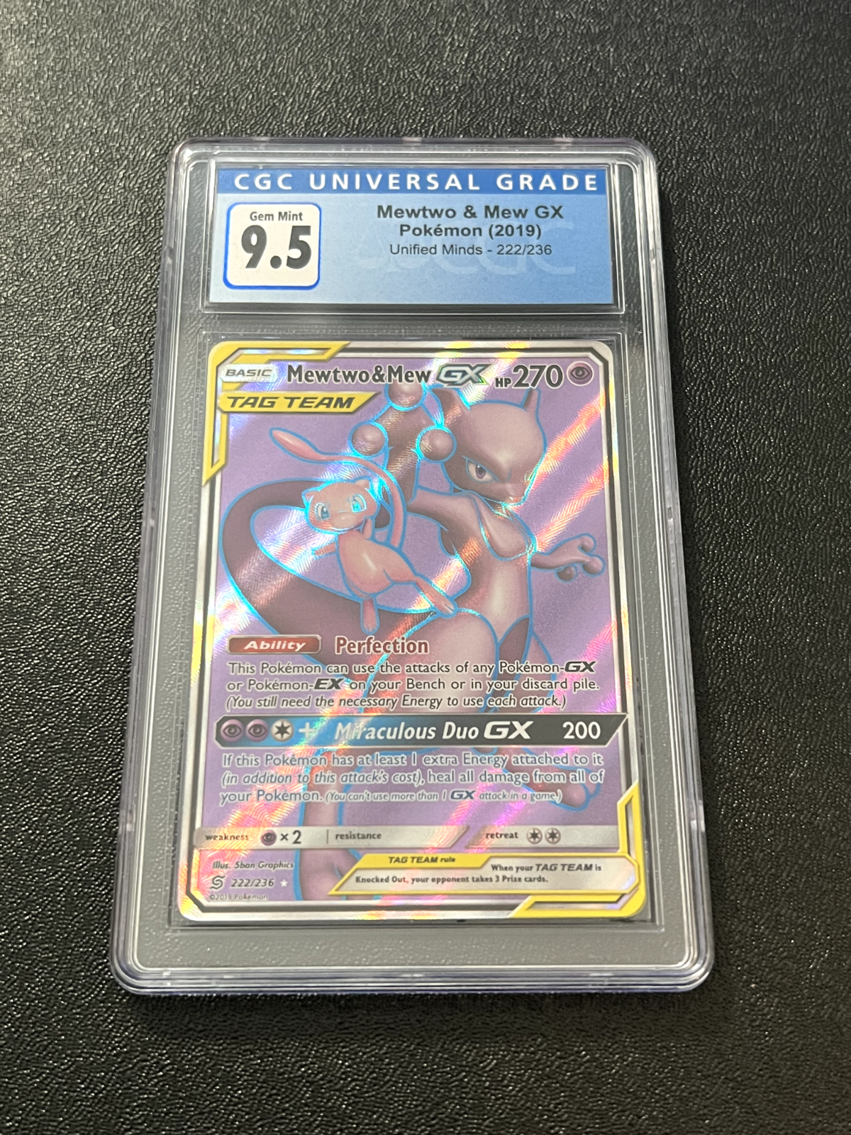Pokemon Unified Minds Full Art Holo Rare Mewtwo & Mew GX 222/236 Graded CGC  9.5 | eBay
