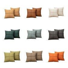 2 Pcs Solid Faux Leather Cushion Cover Home Sofa Office Car Throw Pillow Case 2 Pcs Solid Faux Leather Cushion Cover Home Sofa Office Car Throw Pillow Case