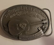 Vintage 1991 Winfield Bluegrass FlatPicking Championships S S Belt Buckle