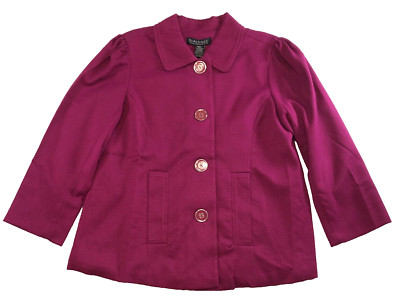 Dialogue Womens Jacket Size S Dark Pink Button-Up Long Sleeve Collared Lined NWT