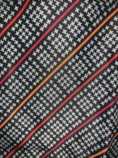 Vintage Scarf ROBINSON  GOLLUBER 60s Mod Black red orange stripe Rolled 21  SQ