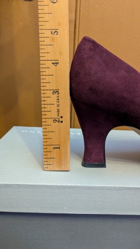 Vtg Bandolino Womens Amica Purple Suede Slip-On Heels Spain Size 6 M Kitten Heel - Picture 10 of 12