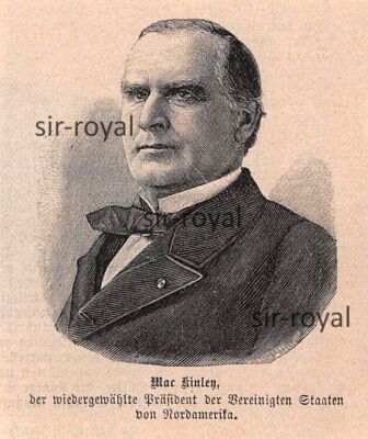 Mac Kinley - President USA - 1900 - Historical Illustration ~6x8cm