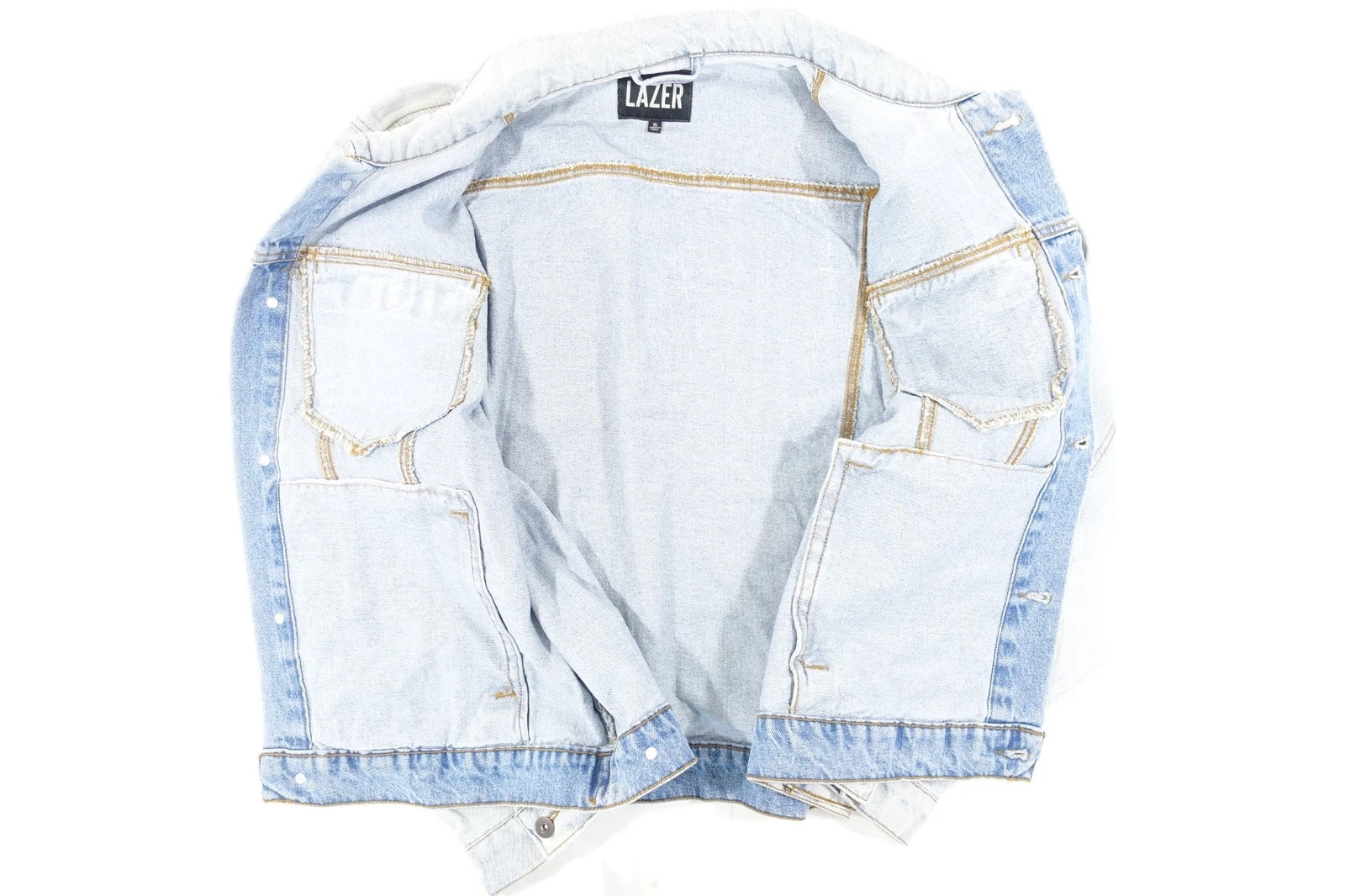 LAZER FADED BLEACHED BLUE XL TRUCKER DENIM JEAN JEANS JACKET MENS NWT NEW - product detail image 4